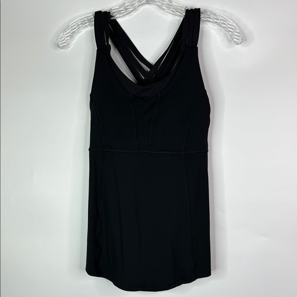 Lululemon Beat The Heat Black Built In Bra Work Out Tank Top Size 8 - Picture 1 of 7